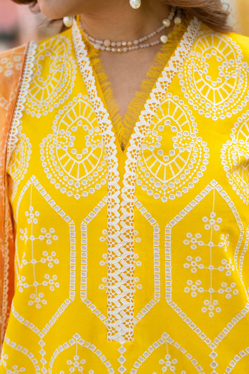 SUMMER- 3PC LAWN EMBROIDERED SHIRT WITH CHIFFON PRINTED DUPATTA AND TROUSER -M14
