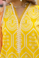 SUMMER- 3PC LAWN EMBROIDERED SHIRT WITH CHIFFON PRINTED DUPATTA AND TROUSER -M14