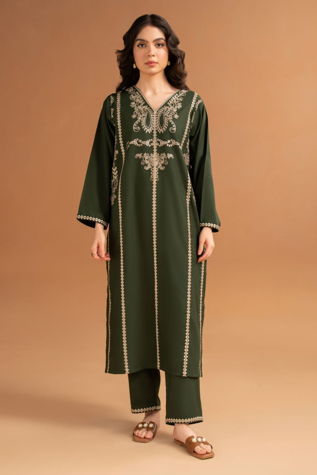 SUMMER-2PC LAWN EMBROIDRED SHIRT WITH LAWN EMBROIDRED TROUSR-3463
