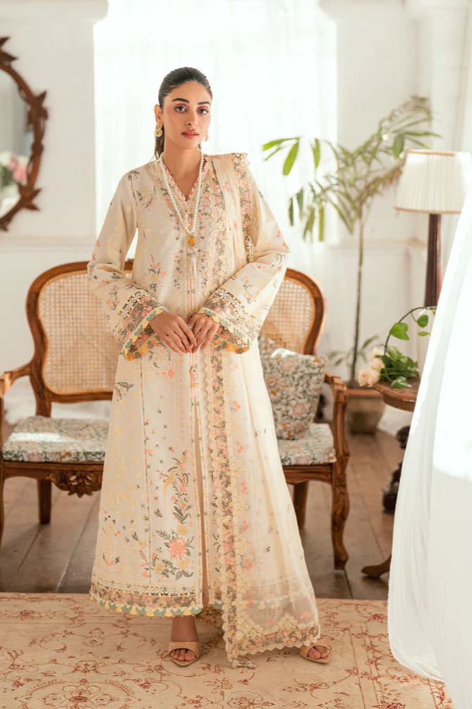 SUMMER- 3PC LAWN EMBROIDERED SHIRT WITH ORGANZA EMBROIDERED DUPATTA AND TROUSER -3804