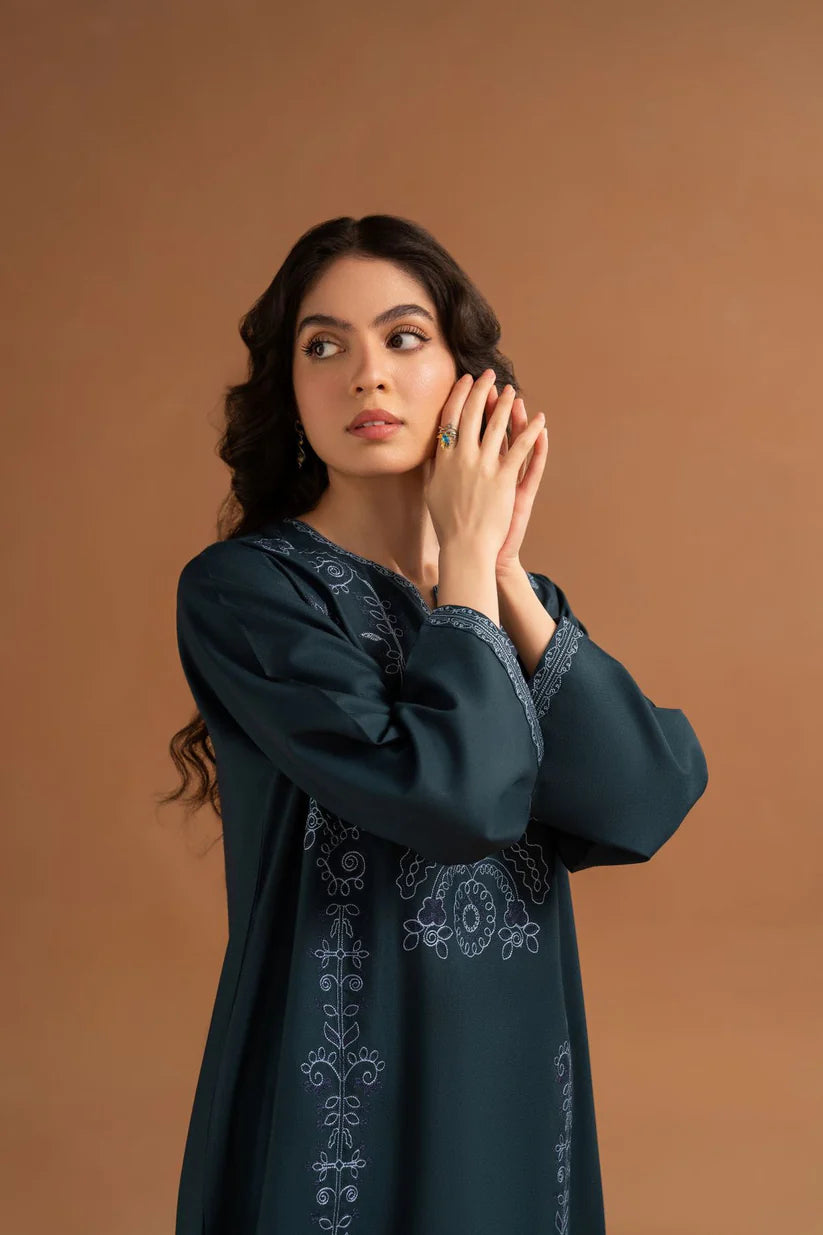 WINTER-2PC DHANAK EMBROIDRED SHIRT WITH DHANAK TROUSER-3379