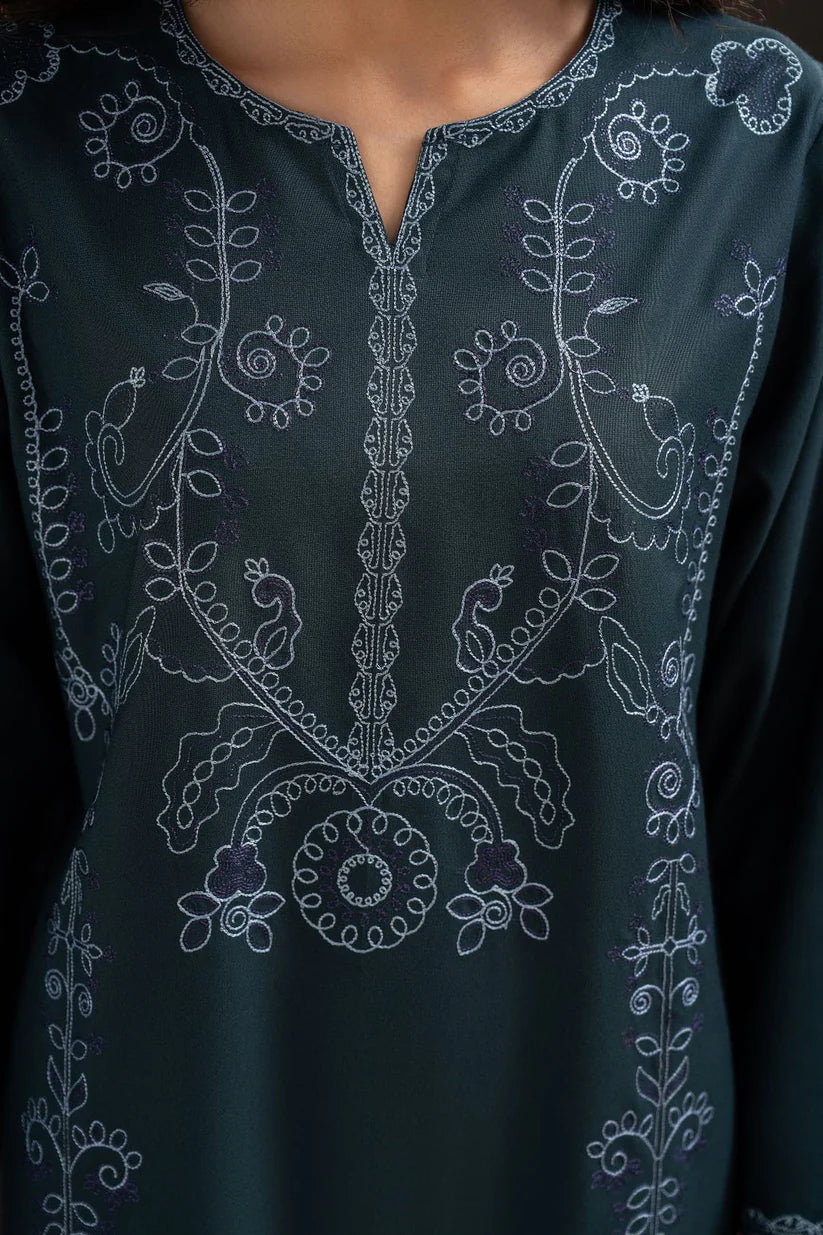 WINTER-2PC DHANAK EMBROIDRED SHIRT WITH DHANAK TROUSER-3379