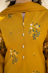 WINTER-3PC DHANAK EMBROIDERED SHIRT WITH BAMBER CHIFFON EMBROIDERED DUPATTA-1644