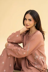 WINTER-2PC DHANAK EMBROIDERED SHIRT WITH EMBROIDERED TROUSER-15051