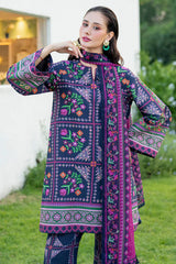 WINTER-3PC KHADDAR PRINTED SHIRT WITH KHADDAR PRINTED DUPATTA AND PRINTED TROUSER-2628