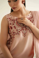 WINTER-3PC-RAW SILK HAND EMBELLISHED SHIRT EMBROIDERED SOFT SILK DUPATTA AND RAW SILK TROUSER-5142 (Copy)
