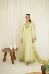 WINTER-3PC-RAW SILK HAND EMBELLISHED SHIRT EMBROIDERED SOFT SILK DUPATTA AND RAW SILK TROUSER-5142