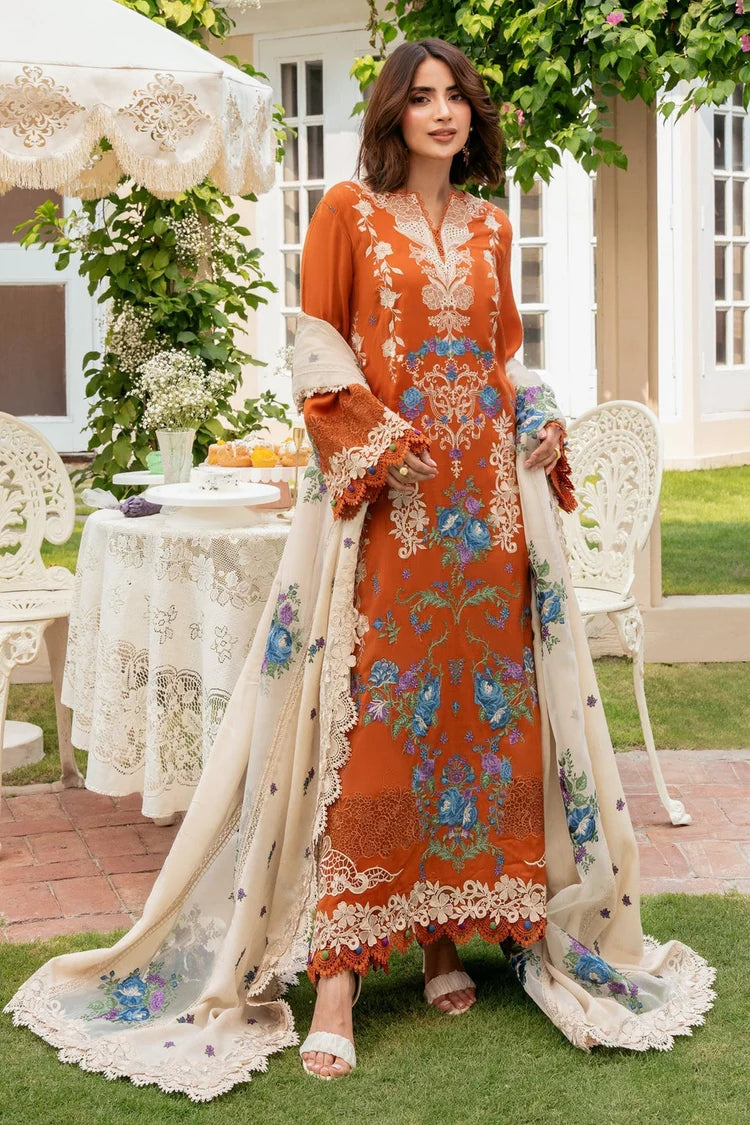 WINTER-3PC KARANDI EMBROIDERED SHIRT WITH KARANDI EMBROIDERED SHAWL AND TROUSER-5290