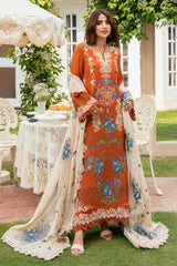 WINTER-3PC KARANDI EMBROIDERED SHIRT WITH KARANDI EMBROIDERED SHAWL AND TROUSER-5290