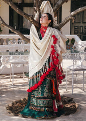 WINTER-3PC DHANAK EMBROIDERED SHIRT WITH COUTRAI PRINTED SHAWL AND TROUSER-5212