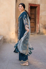 SUMMER-3PC LAWN SEQUIN EMBROIDERED SHIRT WITH KHADDI NET EMBROIDERED DUPATTA AND EMB TROUSER-ADR-4672