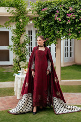 WINTER-3PC KARANDI EMBROIDERED SHIRT WITH KARANDI EMBROIDERED SHAWL AND TROUSER-5303