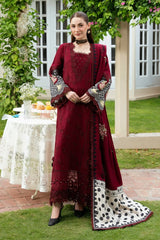 WINTER-3PC KARANDI EMBROIDERED SHIRT WITH KARANDI EMBROIDERED SHAWL AND TROUSER-5303
