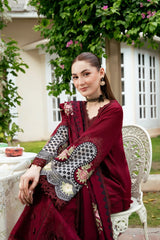 WINTER-3PC KARANDI EMBROIDERED SHIRT WITH KARANDI EMBROIDERED SHAWL AND TROUSER-5303