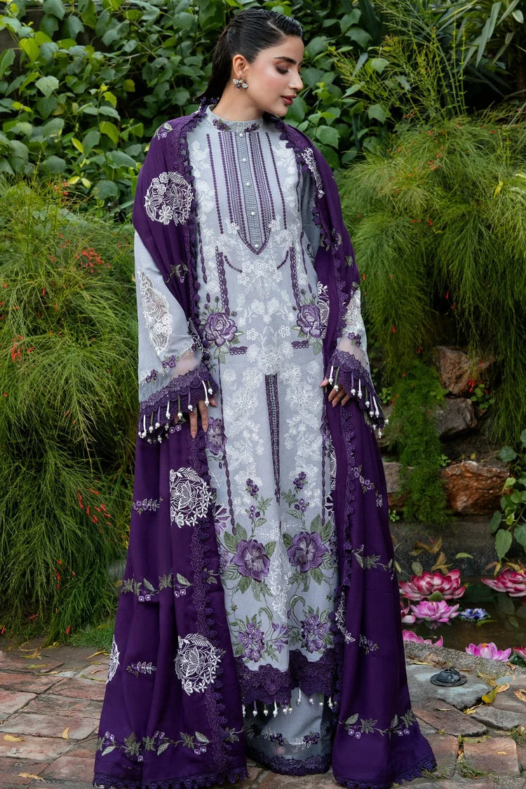 WINTER-3PC DHANAK EMBROIDERED SHIRT WITH DHANAK EMBROIDERED SHAWL AND TROUSER-5291