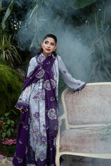 WINTER-3PC DHANAK EMBROIDERED SHIRT WITH DHANAK EMBROIDERED SHAWL AND TROUSER-5291