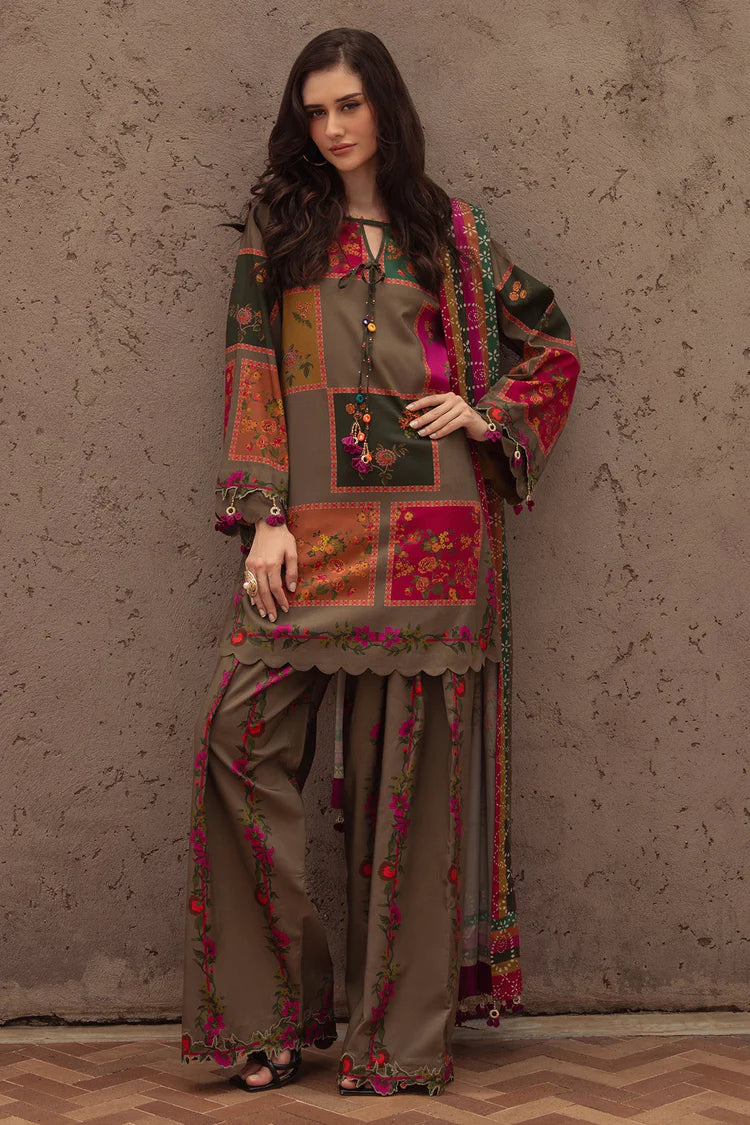 WINTER-3PC KHADDAR PRINTED SHIRT WITH KHADDAR PRINTED DUPATTA AND PRINT TROUSER-2655