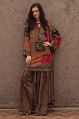 WINTER-3PC KHADDAR PRINTED SHIRT WITH KHADDAR PRINTED DUPATTA AND PRINT TROUSER-2655