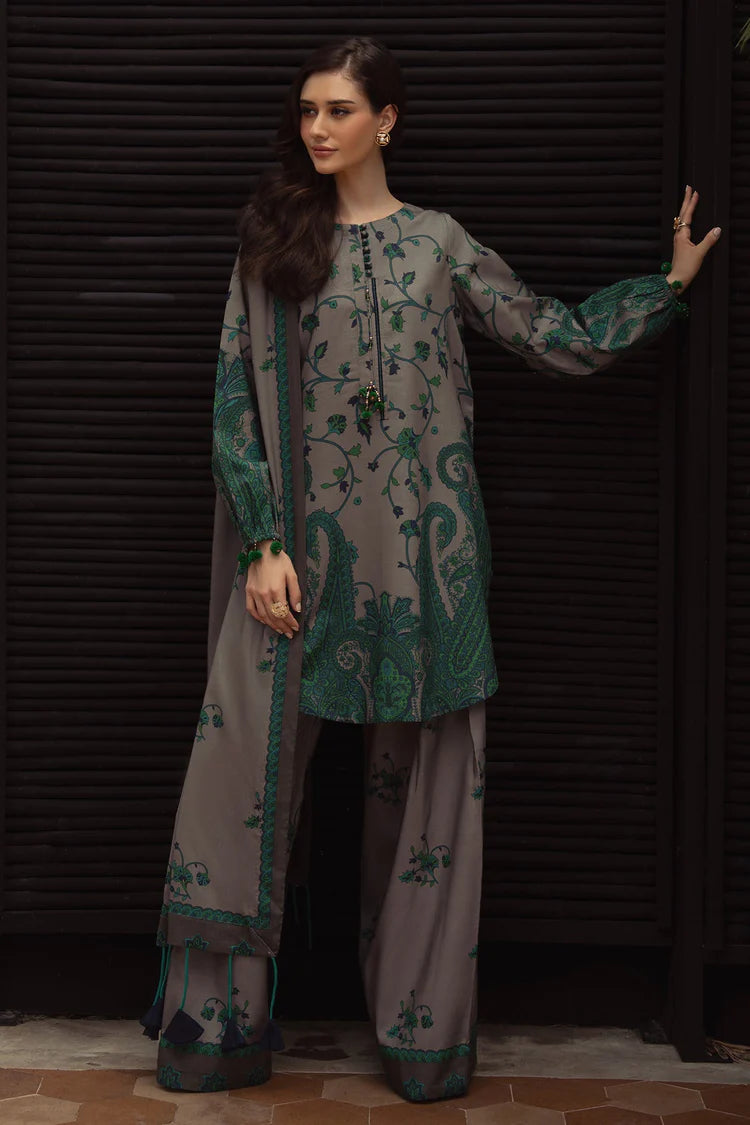 WINTER-3PC KHADDAR PRINTED SHIRT WITH KHADDAR PRINTED DUPATTA AND PRINT TROUSER-2650