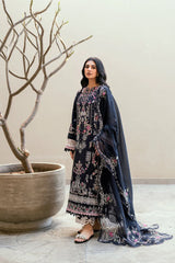 WINTER-3PC DHANAK EMBROIDERED SHIRT WITH CHIFFON EMBROIDERED DUPATTA & TROUSER-4229