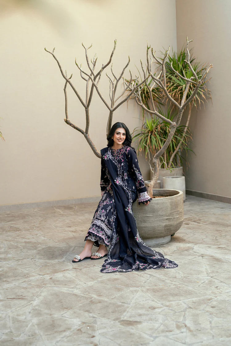 WINTER-3PC DHANAK EMBROIDERED SHIRT WITH CHIFFON EMBROIDERED DUPATTA & TROUSER-4229