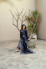 WINTER-3PC DHANAK EMBROIDERED SHIRT WITH CHIFFON EMBROIDERED DUPATTA & TROUSER-4229