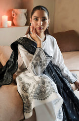 WINTER- 3PC DHANAK EMBROIDERED SHIRT WITH DHA COUTURE WOOL PRINT SHAWL AND TROUSER-3163