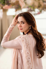 SUMMER-3PC LAWN CHIKAANKARI EMBROIDERED SHIRT WITH KHAADI NET EMBROIDERED DUPATTA AND TROUSER -4727