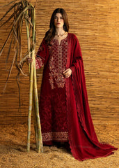 WINTER-3PC DHANAK EMBROIDERED SHIRT WITH DHANAK EMBROIDERED SHAWL AND TROUSER-5282