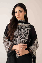 WINTER-3PC DHANAK EMBROIDERED SHIRT WITH BAMBER CHIFFON EMBROIDERED DUPATTA & TROUSER-4175