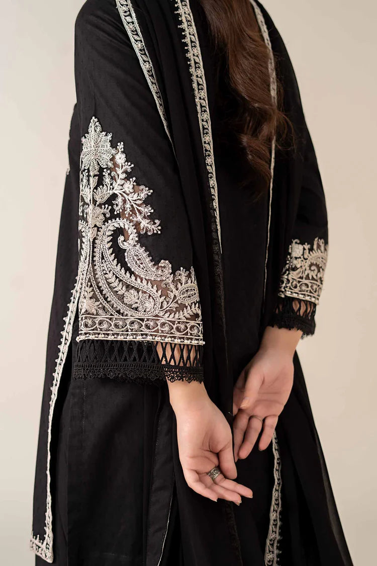 WINTER-3PC DHANAK EMBROIDERED SHIRT WITH BAMBER CHIFFON EMBROIDERED DUPATTA & TROUSER-4175