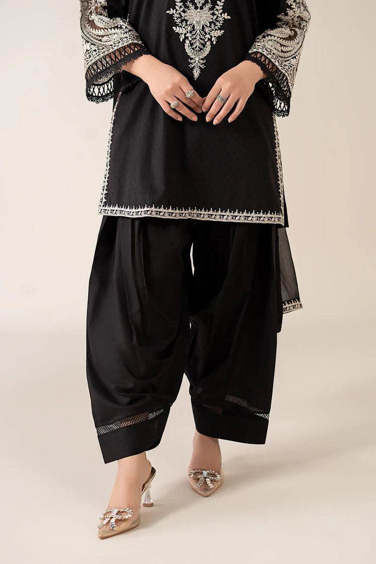 WINTER-3PC DHANAK EMBROIDERED SHIRT WITH BAMBER CHIFFON EMBROIDERED DUPATTA & TROUSER-4175