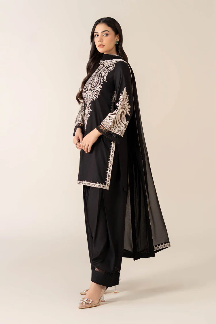 WINTER-3PC DHANAK EMBROIDERED SHIRT WITH BAMBER CHIFFON EMBROIDERED DUPATTA & TROUSER-4175
