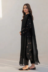 WINTER-3PC DHANAK EMBROIDERED SHIRT WITH CHIFFON EMB DUPATTA & TROUSER-2363