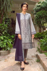 WINTER -3PC DHANAK EMBROIDERED SHIRT WITH MONARK EMBROIDERD DUPATTA & TROUSER-1134