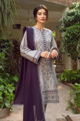 WINTER -3PC DHANAK EMBROIDERED SHIRT WITH MONARK EMBROIDERD DUPATTA & TROUSER-1134