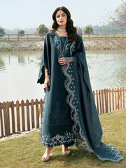 WINTER-3PC DHANAK EMBROIDERED SHIRT WITH CHIFFON EMBROIDERED DUPATTA AND TROUSER-5106