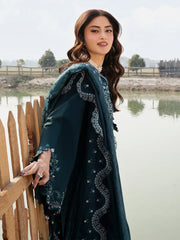 WINTER-3PC DHANAK EMBROIDERED SHIRT WITH CHIFFON EMBROIDERED DUPATTA AND TROUSER-5106