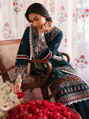 SUMMER-3PC LAWN LASERWORK EMBROIDERED SHIRT WITH KHAADI NET EMBROIDERED DUPATTA AND TROUSER-4689