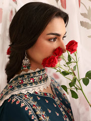 SUMMER-3PC LAWN LASERWORK EMBROIDERED SHIRT WITH KHAADI NET EMBROIDERED DUPATTA AND TROUSER-4689