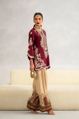 WINTER-2PC-RAW SILK EMBROIDERED SHIRT AND SHAMOZ SILK PRINTED TROUSER-15117