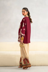 WINTER-2PC-RAW SILK EMBROIDERED SHIRT AND SHAMOZ SILK PRINTED TROUSER-15117