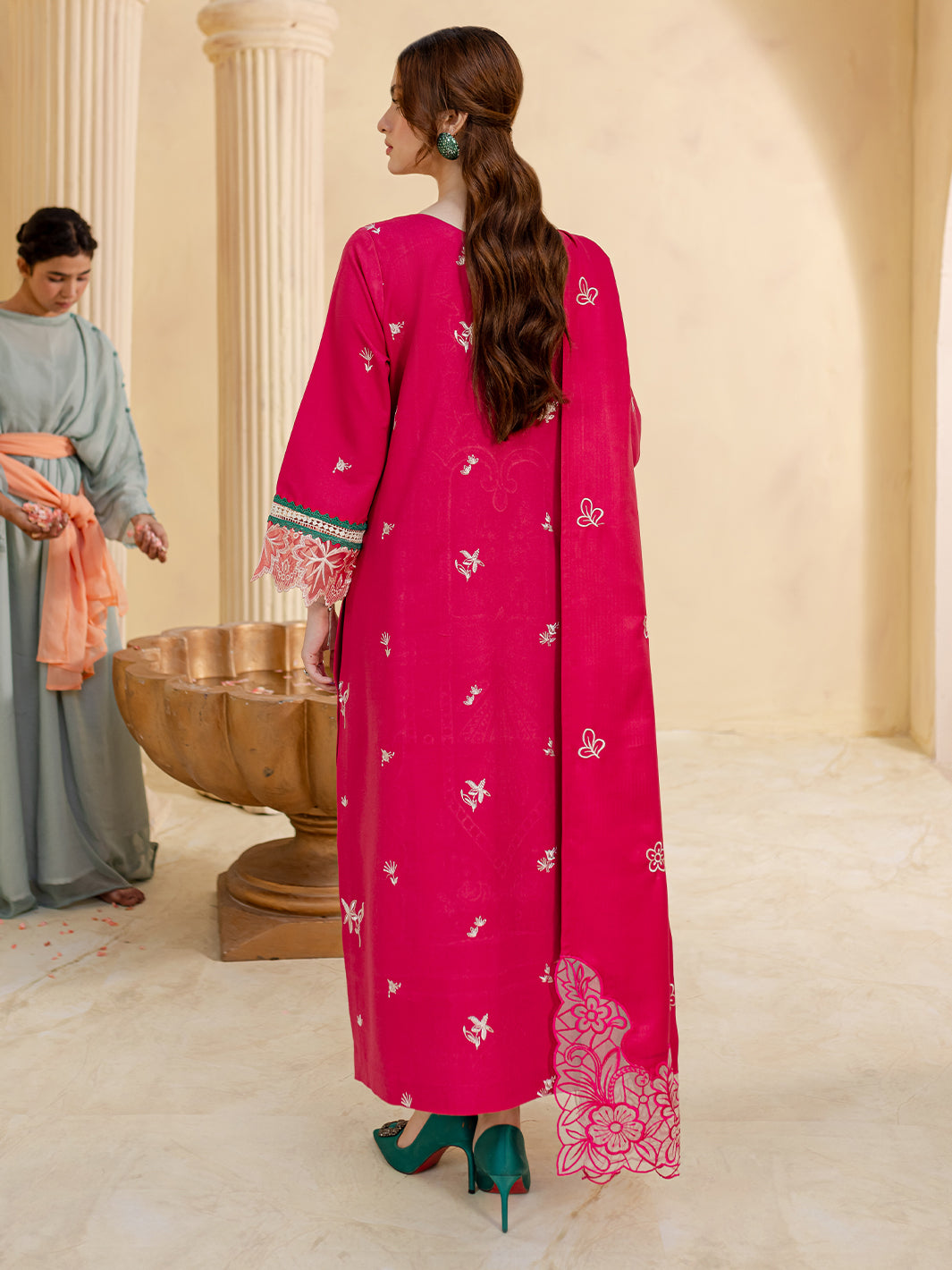 SUMMER-3PC LAWN LASER EMBROIDERED SHIRT WITH LAWN LASER EMBROIDERED READY TO WEAR DUPATTA-3649