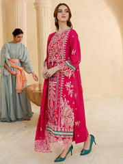 SUMMER-3PC LAWN LASER EMBROIDERED SHIRT WITH LAWN LASER EMBROIDERED READY TO WEAR DUPATTA-3649