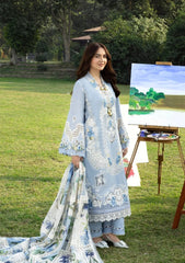 WINTER-3PC DHANAK EMBROIDERED SHIRT WITH COUTRAI PRINTED SHAWL AND TROUSER-5123