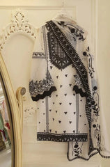 SUMMER-3PC LAWN HEAVY EMBROIDERED SHIRT WITH EMBROIDERED BAMBER CHIFFON DUPATTA-3524