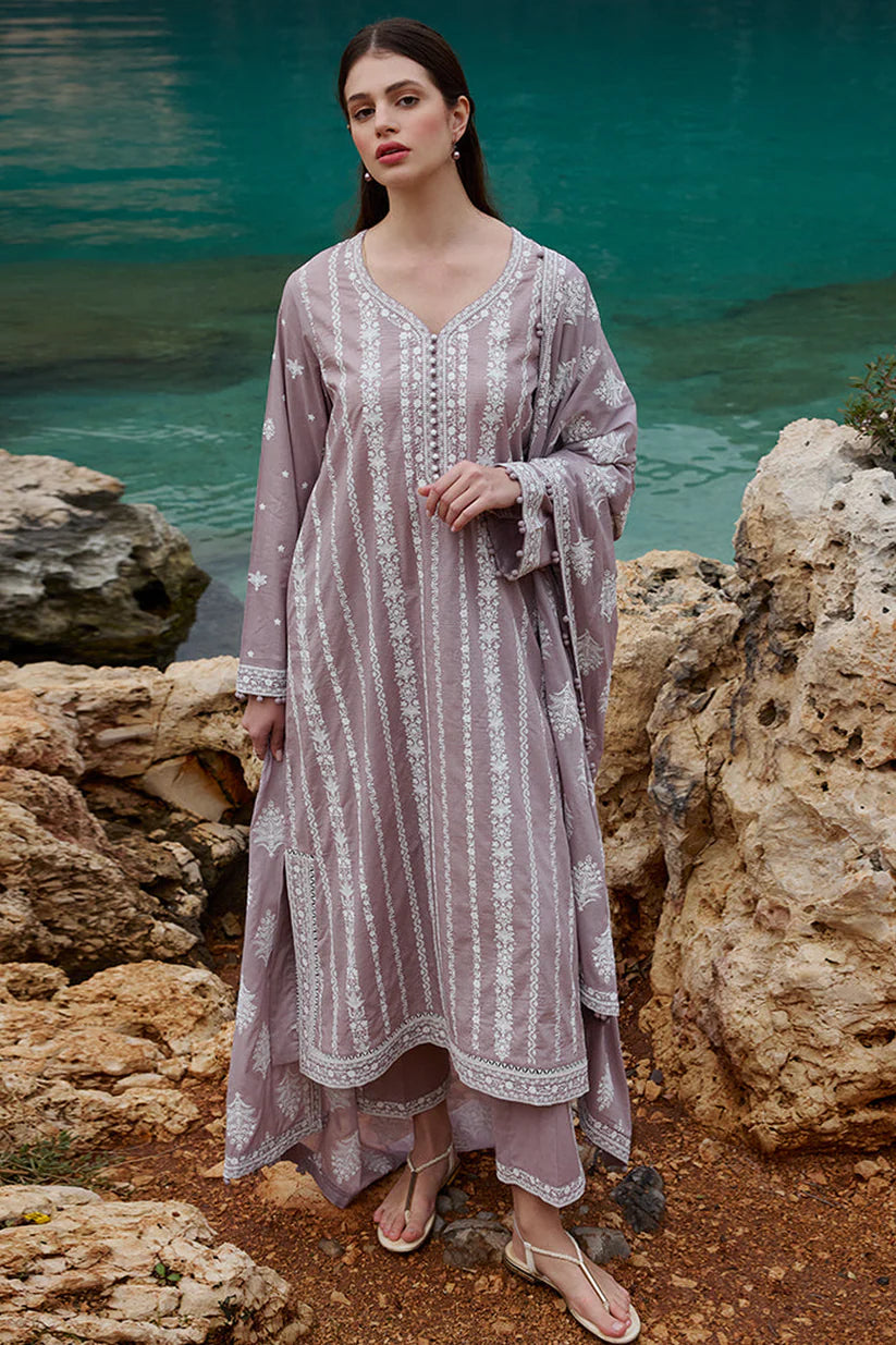 SUMMER-3PC LAWN EMBROIDERED WITH LAWN HEAVY EMBROIDERED READY TO WEAR DUPATTA -3696