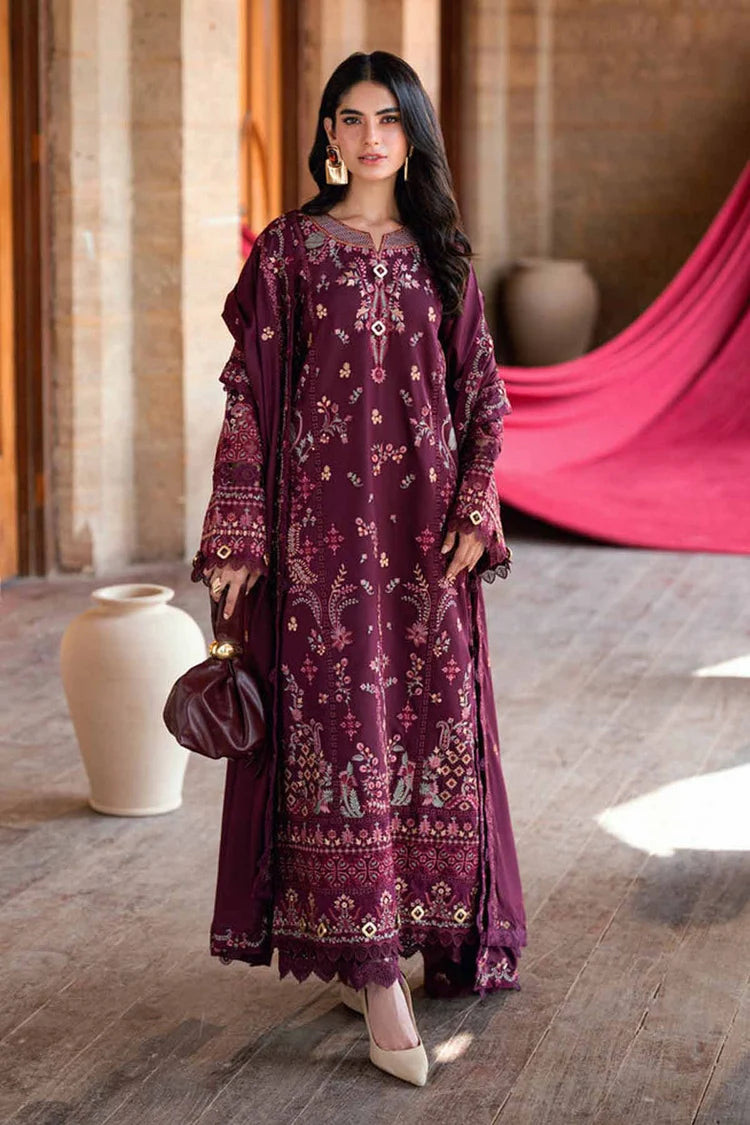 WINTER-3PC DHANAK EMBROIDERED SHIRT WITH DHANAK EMBROIDERED SHAWL AND TROUSER-5046