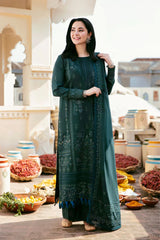 WINTER-3PC DHANAK EMBROIDERED SHIRT WITH DHANAK EMBROIDERED SHAWL & TROUSER-4160