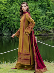 WINTER-3PC DHANAK EMBROIDERED SHIRT WITH DHANAK EMB SHAWL & TROUSER-5224